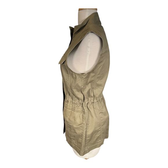 Banana Republic Sage Green Utility Peplum Vest Size Small Drawstring Waist - Picture 6 of 11